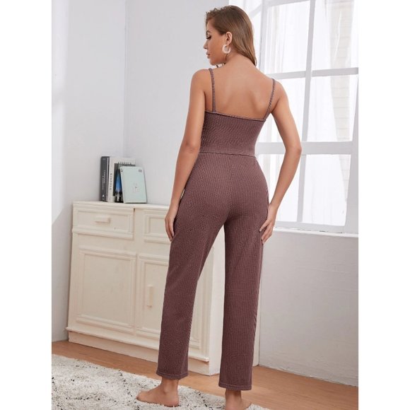 Mauve Waffle Weave 3 Piece Lounge Set - Picture 3 of 11